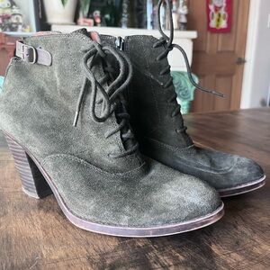 Lucky Brand Dark Green Lace Up Boots